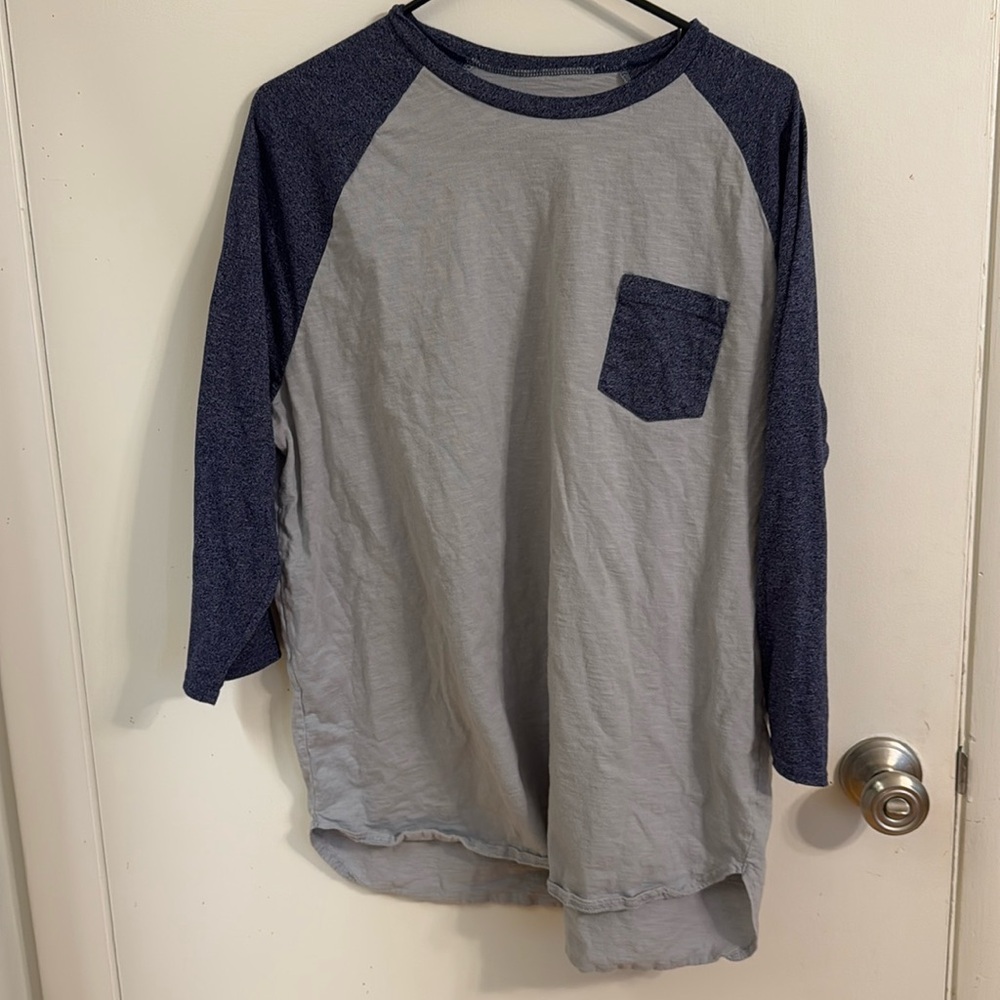 3/4 sleeve ringer tee with pocket